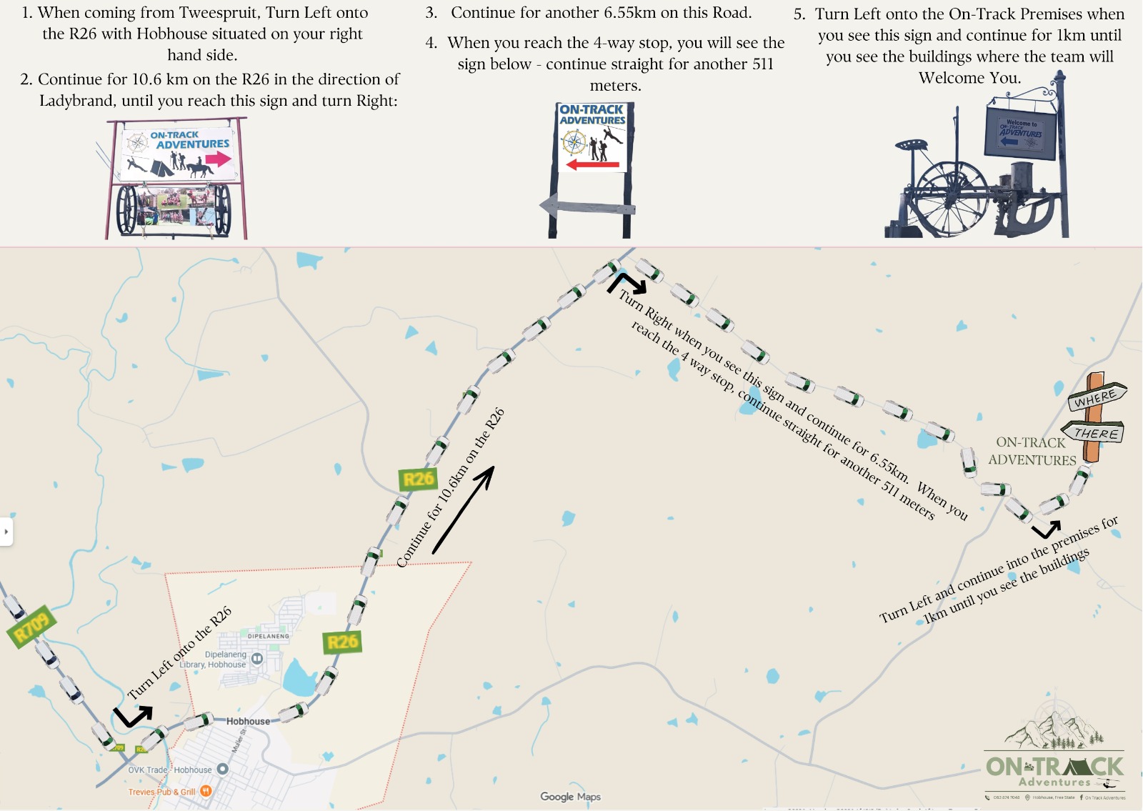 Directions to On-Track Adventure near Hobhouse